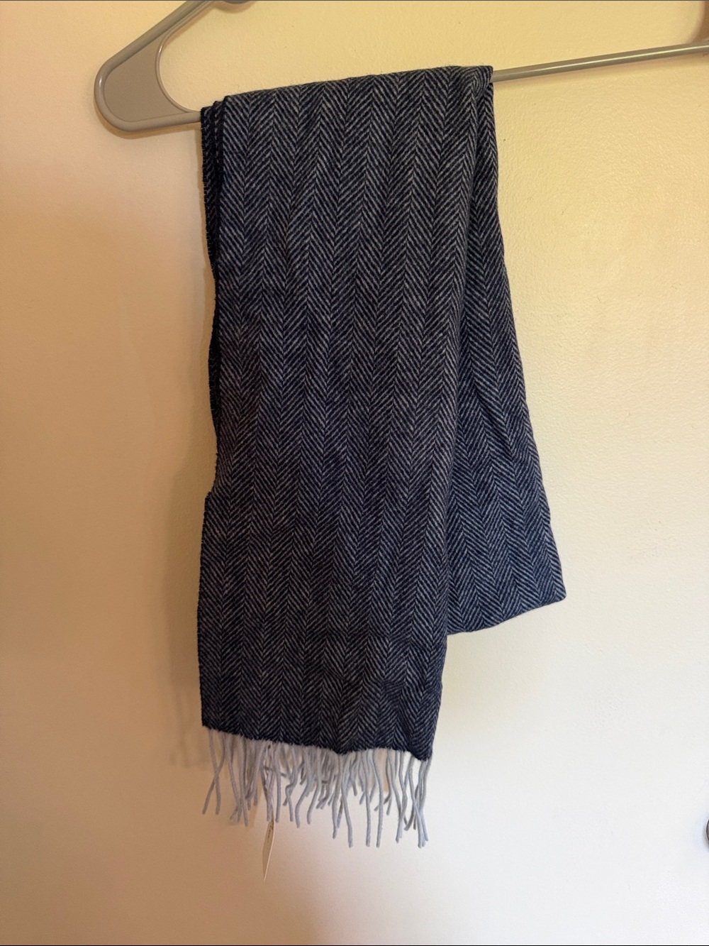 John Henric Blue and Light Gray Cashmere Scarf
